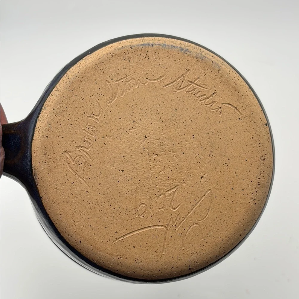Brown Stone Studio Blue Pottery Batter‎ Bowl Signed & Dated